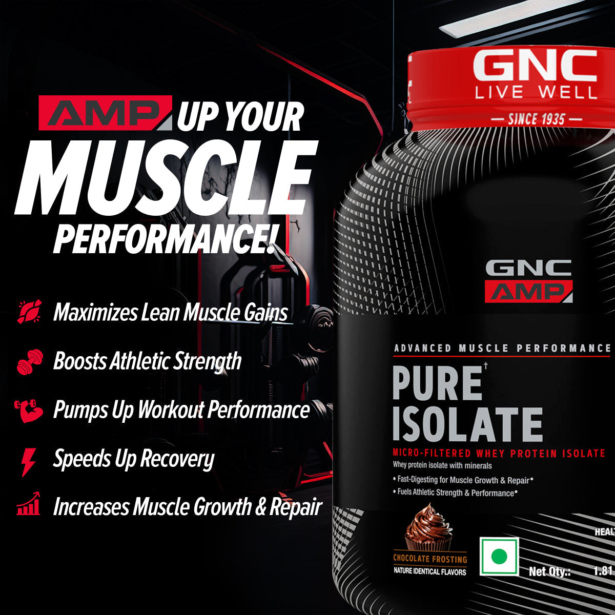 GNC AMP Pure Isolate (Low/Zero Carb)  Advanced Muscle Building To Amplify Muscle Performance